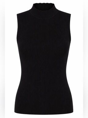 Tribal Black Mock Neck Sleeveless Knit Top XS Extra Small NWT